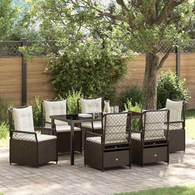 vidaXL Garten Essgruppe 7 pcs Braun Poly-Rattan - Braun vidaXL Garten Essgruppe 7 pcs Braun Poly-Rattan - Braun