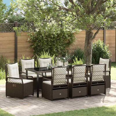 vidaXL Garten Essgruppe 9 pcs Braun Poly-Rattan - Braun vidaXL Garten Essgruppe 9 pcs Braun Poly-Rattan - Braun
