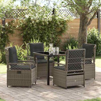 vidaXL Garten Essgruppe 5 pcs Grau Poly-Rattan - Grau vidaXL Garten Essgruppe 5 pcs Grau Poly-Rattan - Grau