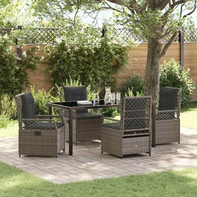 vidaXL Garten Essgruppe 5 pcs Grau Poly-Rattan - Grau vidaXL Garten Essgruppe 5 pcs Grau Poly-Rattan - Grau