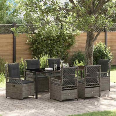 vidaXL Garten Essgruppe 7 pcs Grau Poly-Rattan - Grau vidaXL Garten Essgruppe 7 pcs Grau Poly-Rattan - Grau