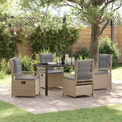 vidaXL Garten Essgruppe 5 pcs Beige und Hellgrau Poly-Rattan - Beige vidaXL Garten Essgruppe 5 pcs Beige und Hellgrau Poly-Rattan - Beige