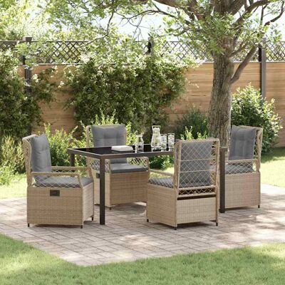vidaXL Garten Essgruppe 5 pcs Beige und Hellgrau Poly-Rattan - Beige vidaXL Garten Essgruppe 5 pcs Beige und Hellgrau Poly-Rattan - Beige