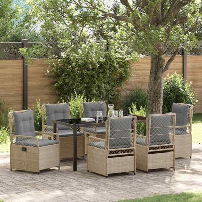 vidaXL Garten Essgruppe 7 pcs Beige und Hellgrau Poly-Rattan - Beige vidaXL Garten Essgruppe 7 pcs Beige und Hellgrau Poly-Rattan - Beige