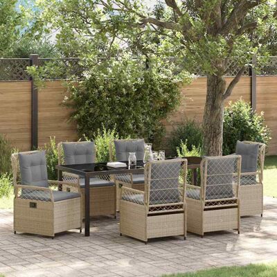 vidaXL Garten Essgruppe 7 pcs Beige und Hellgrau Poly-Rattan - Beige vidaXL Garten Essgruppe 7 pcs Beige und Hellgrau Poly-Rattan - Beige