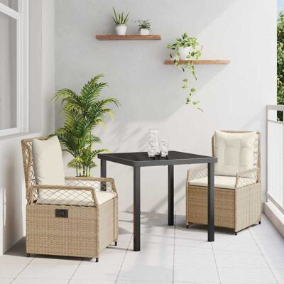 vidaXL Garten Essgruppe 3 pcs Beige und Cremeweiß Poly-Rattan - Beige vidaXL Garten Essgruppe 3 pcs Beige und Cremeweiß Poly-Rattan - Beige