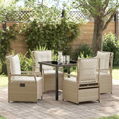 vidaXL Garten Essgruppe 5 pcs Beige und Cremeweiß Poly-Rattan - Beige vidaXL Garten Essgruppe 5 pcs Beige und Cremeweiß Poly-Rattan - Beige