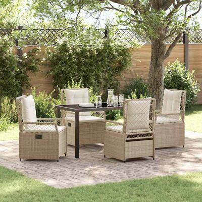 vidaXL Garten Essgruppe 5 pcs Beige und Cremeweiß Poly-Rattan - Beige vidaXL Garten Essgruppe 5 pcs Beige und Cremeweiß Poly-Rattan - Beige