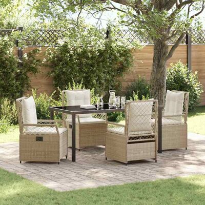 vidaXL Garten Essgruppe 5 pcs Beige und Cremeweiß Poly-Rattan - Beige vidaXL Garten Essgruppe 5 pcs Beige und Cremeweiß Poly-Rattan - Beige