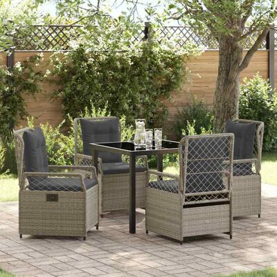 vidaXL Garten Essgruppe 5 pcs Hellgrau Poly-Rattan - Hellgrau vidaXL Garten Essgruppe 5 pcs Hellgrau Poly-Rattan - Hellgrau
