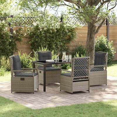 vidaXL Garten Essgruppe 5 pcs Hellgrau Poly-Rattan - Hellgrau vidaXL Garten Essgruppe 5 pcs Hellgrau Poly-Rattan - Hellgrau