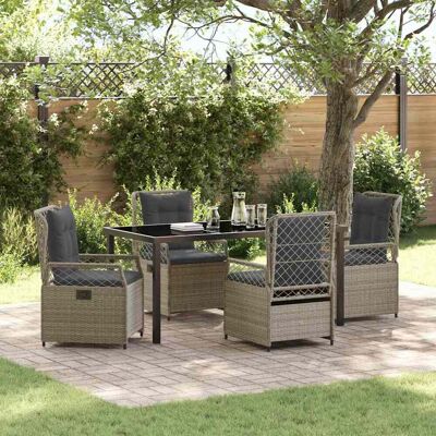 vidaXL Garten Essgruppe 5 pcs Hellgrau Poly-Rattan - Hellgrau vidaXL Garten Essgruppe 5 pcs Hellgrau Poly-Rattan - Hellgrau