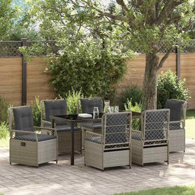 vidaXL Garten Essgruppe 7 pcs Hellgrau Poly-Rattan - Hellgrau vidaXL Garten Essgruppe 7 pcs Hellgrau Poly-Rattan - Hellgrau
