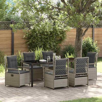 vidaXL Garten Essgruppe 7 pcs Hellgrau Poly-Rattan - Hellgrau vidaXL Garten Essgruppe 7 pcs Hellgrau Poly-Rattan - Hellgrau