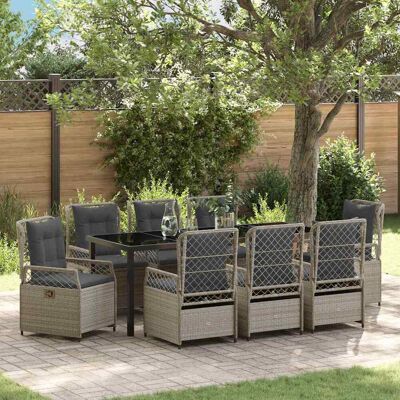 vidaXL Garten Essgruppe 9 pcs Hellgrau Poly-Rattan - Hellgrau vidaXL Garten Essgruppe 9 pcs Hellgrau Poly-Rattan - Hellgrau