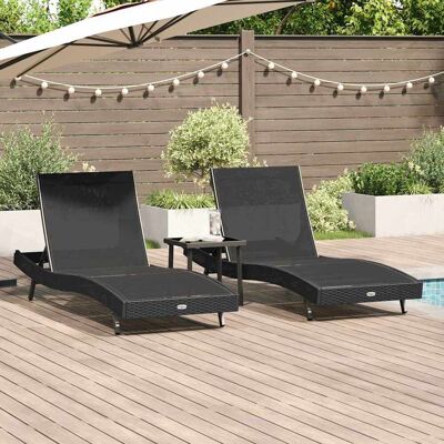vidaXL Sonnenliege 3 pcs Schwarz 197 x 70 x 82 cm Poly-Rattan - Schwarz vidaXL Sonnenliege 3 pcs Schwarz 197 x 70 x 82 cm Poly-Rattan - Schwarz