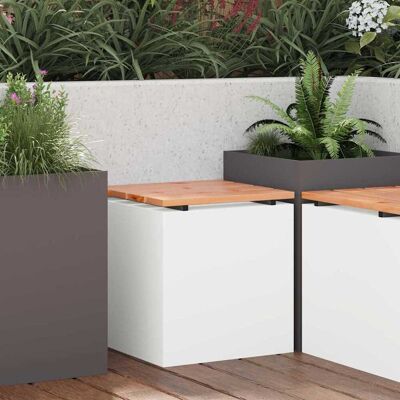 vidaXL Gartenbank Weiß 40 x 40 x 43 cm Solid Douglas Wood and Steel - Weiß vidaXL Gartenbank Weiß 40 x 40 x 43 cm Solid Douglas Wood and Steel - Weiß