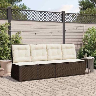 vidaXL Garten-Sofa mit Kissen Schwarz und Cremeweiß Poly-Rattan - Braun vidaXL Garten-Sofa mit Kissen Schwarz und Cremeweiß Poly-Rattan - Braun