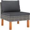 vidaXL Mittelsofa Poly Rattan und Eukalyptus Massivholz - Grau