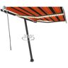 vidaXL Markise Manuell Einziehbar mit LED 300x250 cm Orange und Braun - Mehrfarbig