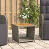 vidaXL Beistelltisch mit Holzplatte Grau Poly Rattan & Akazienholz - Grau