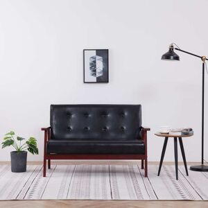 vidaXL 2-Sitzer-Sofa Schwarz Kunstleder - Schwarz