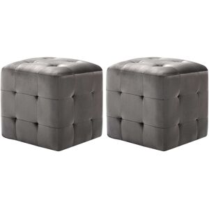 vidaXL Pouf 2 Stk. Grau 30x30x30 cm Samtstoff - Grau