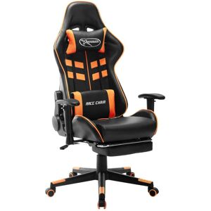 vidaXL Gaming-Stuhl mit Fußstütze Schwarz und Orange Kunstleder - Mehrfarbig