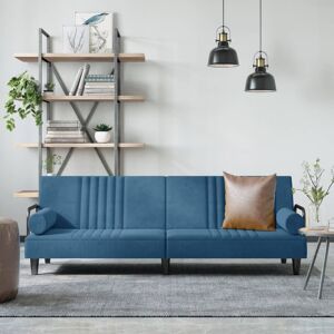 vidaXL Schlafsofa mit Armlehnen Blau Samt - Blau