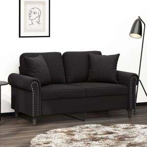 vidaXL 2-Sitzer-Sofa mit Zierkissen Schwarz 120 cm Samt - Schwarz