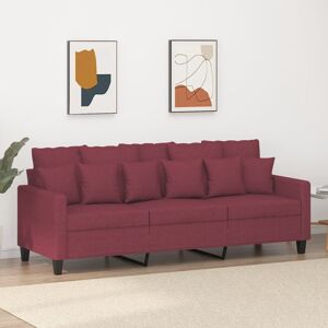 vidaXL 3-Sitzer-Sofa Weinrot 180 cm Stoff - Rot