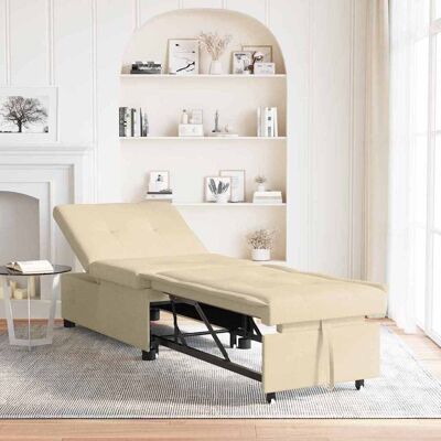 vidaXL Pull Out Sofa Bed Creme 194 x 50 x 82 cm Stoff - Creme vidaXL Pull Out Sofa Bed Creme 194 x 50 x 82 cm Stoff - Creme