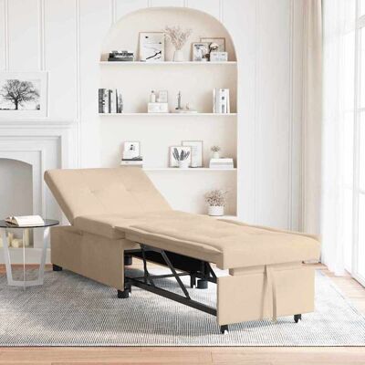 vidaXL Pull Out Sofa Bed Creme 194 x 67 x 82 cm Mikrofaser - Creme vidaXL Pull Out Sofa Bed Creme 194 x 67 x 82 cm Mikrofaser - Creme