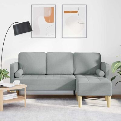 vidaXL L-förmiges Sofa 3-Sitzer Grau Stoff Modern vidaXL L-förmiges Sofa 3-Sitzer Grau Stoff Modern