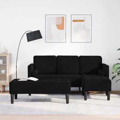vidaXL Sofa Set mit Kissen 2 pcs Schwarz Polyester - Schwarz vidaXL Sofa Set mit Kissen 2 pcs Schwarz Polyester - Schwarz