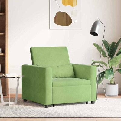 vidaXL Pull out Sofa Bed Single mit Rädern Hellgrün Samt - Grün vidaXL Pull out Sofa Bed Single mit Rädern Hellgrün Samt - Grün