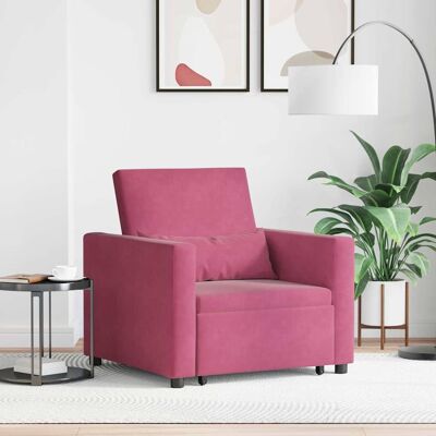 vidaXL Pull out Sofa Bed Single mit Rädern Weinrot Samt - Rot vidaXL Pull out Sofa Bed Single mit Rädern Weinrot Samt - Rot