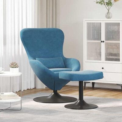 vidaXL Eierstuhl mit Fußhocker with Footstool Blau Samt - Blau vidaXL Eierstuhl mit Fußhocker with Footstool Blau Samt - Blau