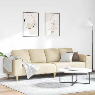 vidaXL Wohnzimmer Couch Creme 250 x 77 x 76 cm Polyester - Creme vidaXL Wohnzimmer Couch Creme 250 x 77 x 76 cm Polyester - Creme