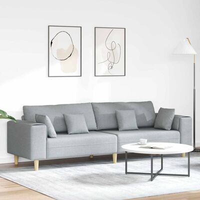 vidaXL Sofa mit Kissen Hellgrau 250 x 77 x 76 cm Stoff - Hellgrau vidaXL Sofa mit Kissen Hellgrau 250 x 77 x 76 cm Stoff - Hellgrau