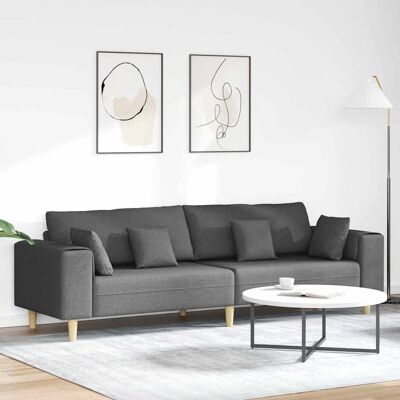 vidaXL Sofa mit Kissen Dunkelgrau 250 x 77 x 76 cm Stoff - Grau vidaXL Sofa mit Kissen Dunkelgrau 250 x 77 x 76 cm Stoff - Grau