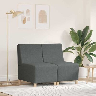 vidaXL Modulares Armfreies Sofa 2 pcs Dunkelgrau 55 x 74 x 82 cm Stoff - Grau vidaXL Modulares Armfreies Sofa 2 pcs Dunkelgrau 55 x 74 x 82 cm Stoff - Grau