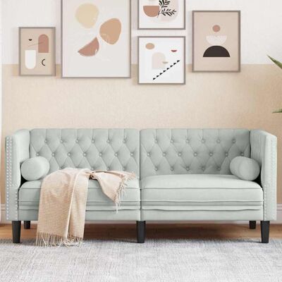 vidaXL Sofa Hellgrau 174 x 74,5 x 70,5 cm Samt - Hellgrau vidaXL Sofa Hellgrau 174 x 74,5 x 70,5 cm Samt - Hellgrau