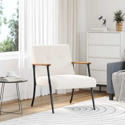 vidaXL Sessel Creme Lockiger wollähnlicher Stoff - Creme vidaXL Sessel Creme Lockiger wollähnlicher Stoff - Creme