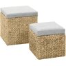 vidaXL Ottoman-Set 2 Stk. Seegras Grau - Grau