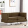 vidaXL Modular-Ecksofas 2 Stk. mit Auflagen Stoff Braun - Braun