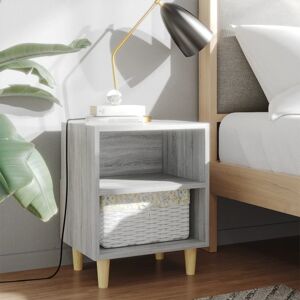 vidaXL Nachttisch mit Massivholz-Beinen Grau Sonoma 40x30x50 cm - Grau vidaXL Nachttisch mit Massivholz-Beinen Grau Sonoma 40x30x50 cm - Grau