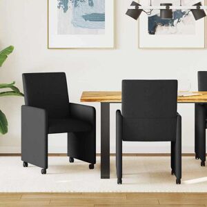 vidaXL Esszimmerstühle mit Rollen 2 pcs Schwarz 57 x 66 x 94 cm Stoff - Schwarz vidaXL Esszimmerstühle mit Rollen 2 pcs Schwarz 57 x 66 x 94 cm Stoff - Schwarz