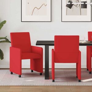 vidaXL Esszimmerstühle mit Rollen 2 pcs Rot 57 x 66 x 94 cm Kunstleder - Rot vidaXL Esszimmerstühle mit Rollen 2 pcs Rot 57 x 66 x 94 cm Kunstleder - Rot