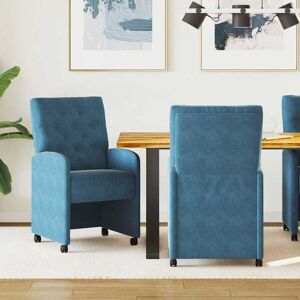 vidaXL Esszimmerstühle mit Rollen 2 pcs Blau 58 x 67 x 97 cm Samt - Blau vidaXL Esszimmerstühle mit Rollen 2 pcs Blau 58 x 67 x 97 cm Samt - Blau